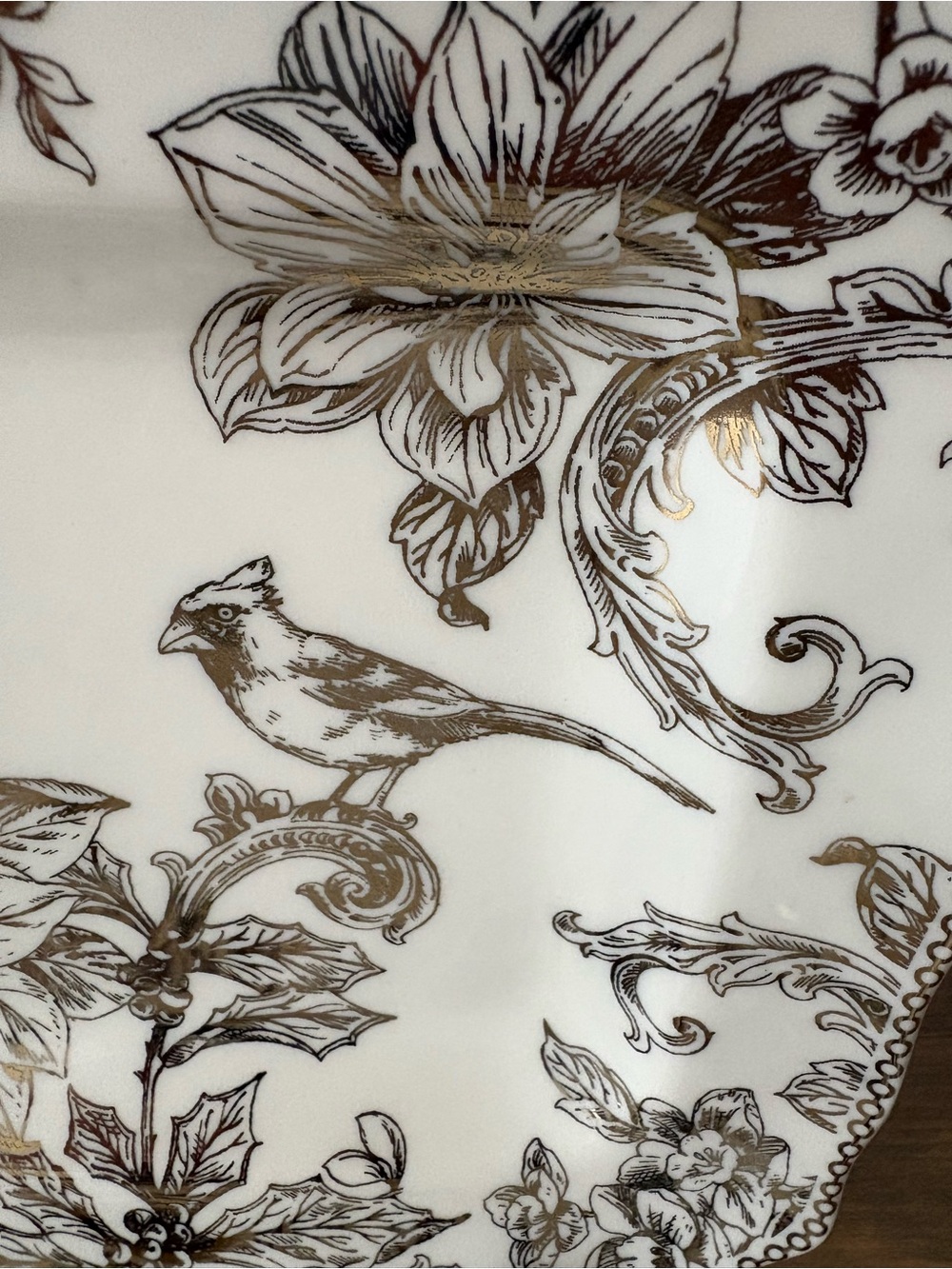 Adelaide Dinner and side Plate Gold Floral Bird Square - Picture 4 of 8